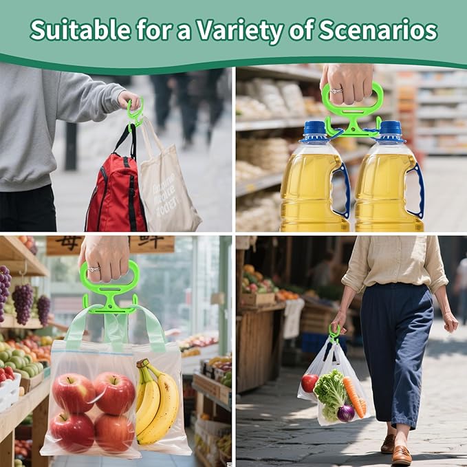 2-Pack Grocery Bag Carrier, Heavy Duty Grocery Bag Holder, Each Holds Up to 100lbs โ Comfortable Grip for Carrying Shopping Bags, Grocery Bags, Buckets & More, Reusable & Easy to Carry