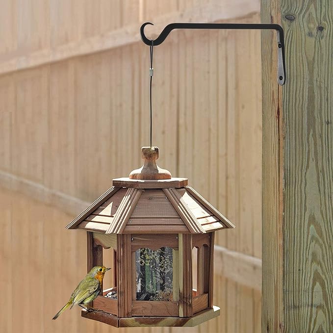 12-inch Plant Hanger, Sturdy Outdoor Hanging Plant Hangers, Bird Feeder Hanger for Bird Feeders, Planters, Lanterns, Wind Chimes, Indoor Outdoor, Upgraded Black