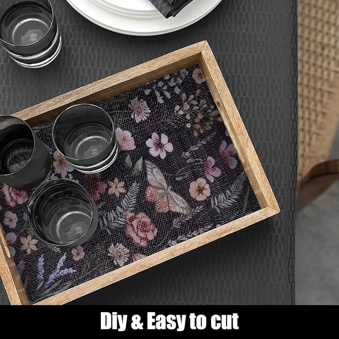 16IN x 10FT Butterfly Shelf and Drawer Liner for Kitchen Cabinets, Non-Adhesive and Strong Non-Slip Floral Shelf Cabinet Drawer Liners for Kitchen, Waterproof Cupboard Liners,Easy to Clean