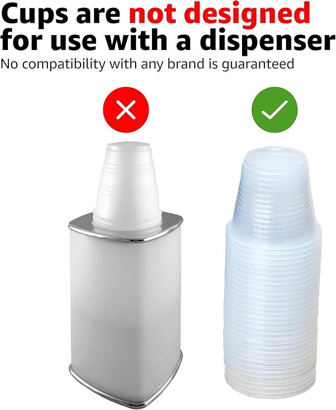 Amazon Basics Mini Disposable Clear Plastic Cups, 3oz, 100 Count