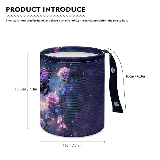 gearider Butterfly Car Garbage Can Small Trash Can with Leak Proof Inside Liner and Hanging Strap Moon Waste Basket Purple Car Garbage Accessory