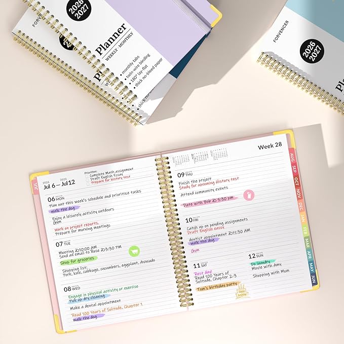 Forvencer Academic Planner 2026-2027, July 2026-June 2027 Weekly & Monthly Hardcover Calendar Planner, 6" X 8", Daily Agenda Book, School Office Notebook College Teacher Student Organizer A5, Blue