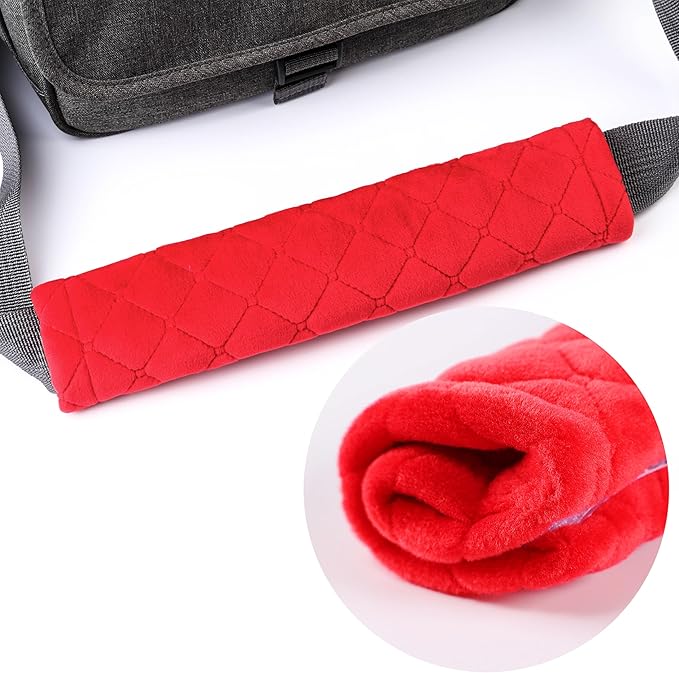 Amooca Soft Seat Belt Cover Pad, 2-Pack Soft Car Safety Seatbelt Strap Shoulder Pad for Adults and Children, Suitable for Car Seat Belt, Backpack, Shoulder Bag, Laptop Computer Bag (Red)