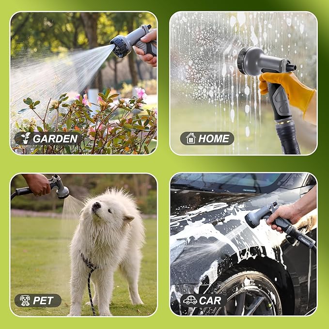 Relxitl Garden Hose, Flexible Water Hose, Ultra Lightweight Non-Expanding hose with 10 Function Sprayer, Leak proof, Pressure Resistant for Yard, Outdoor (Black, 25FT)