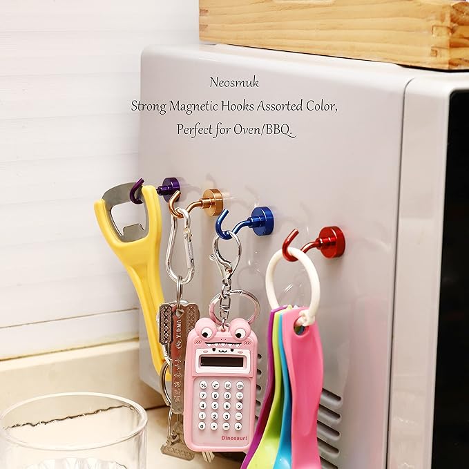 Neosmuk Magnetic Hooks, Cruise Ship Essentials, 30lb+ Heavy Duty Magnetic Hooks for Cruise Cabins, Refrigerator, Grill, Hanging, and Travel | Extra Strong Must-Haves Magnet Hook,Bronze,5 Pack