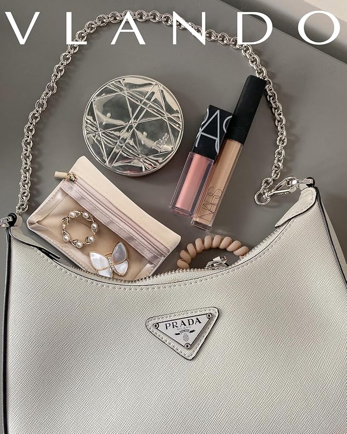 Vlando Velvet Jewelry Pouch with Zipper - Clear Travel Jewelry Bag Organizer for Business Trips & Gifts