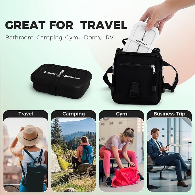 Silicone Soap Holder, Enhanced Leak-Proof Travel Soap Container with Draining Layer,Portable Shampoo Bar Holder, Soap Case with Soap Bag, Soap Dishes for Bathroom/Camping/Gym/(White)