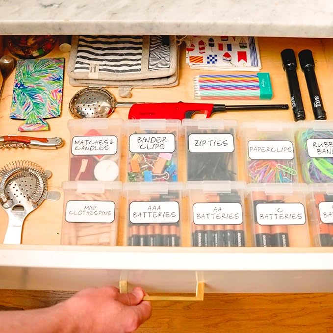 Bostitch Konnect Storage Containers with Lids, Organizer, Clear Plastic Box, Stackable Nesting Bins, Small, 2 Pack