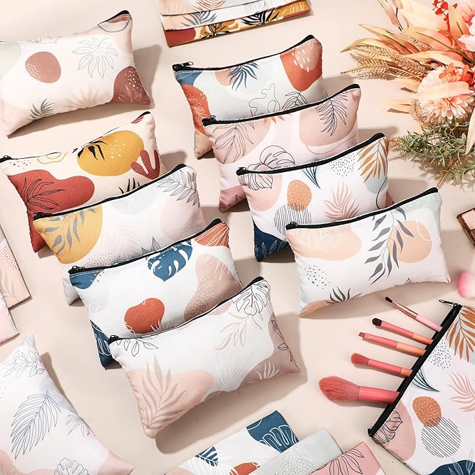 Reginary 20 Pieces Boho Cosmetic Bag for Women, Roomy Boho Makeup Bags with Zipper Toiletry Bag Pouch Travel Accessory Organizer Gifts, 7 x 4.3 Inches