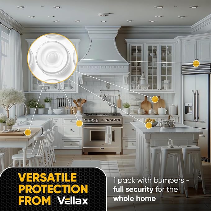 25 Clear Silicone Cabinet Door Bumpers – Self-Adhesive Pads, Quiet Soft Close Drawer Stoppers, Kitchen Sound Dampening Jelly Buttons – Vellax