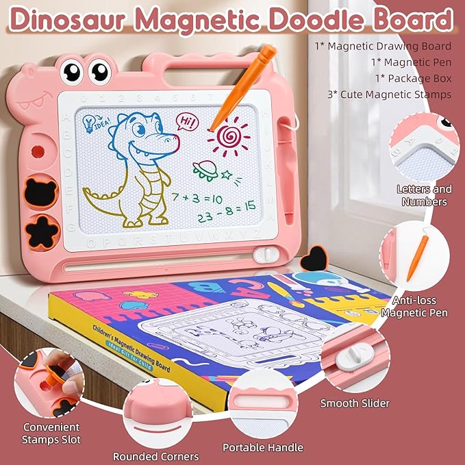 AiTuiTui Magnetic Drawing Board Toddler Toys with Legs for Girls Boys, Color Sketch Writing Scribble Doodle Pad Travel Games, Educational Learning Kids Toys Gift for Birthday or Christmas (Pink)