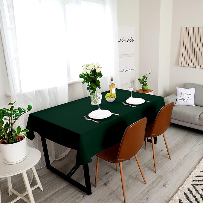 Utopia Kitchen Rectangle Table Cloth 2 Pack (60x84 Inches, Hunter Green), Machine Washable Polyester Table Cover for Dining, Buffet Parties, Picnics, Events, Weddings and Restaurants