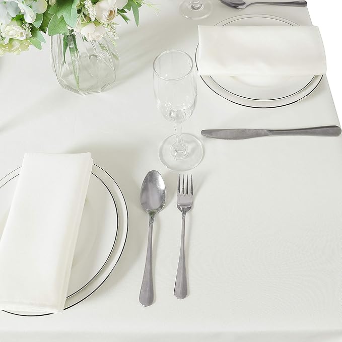 Cupuamon Square Tablecloth 52x52 inch Washable Polyester Fabric Table Cloth for Wedding Party Dining Banquet Decoration(52x52,Ivory)