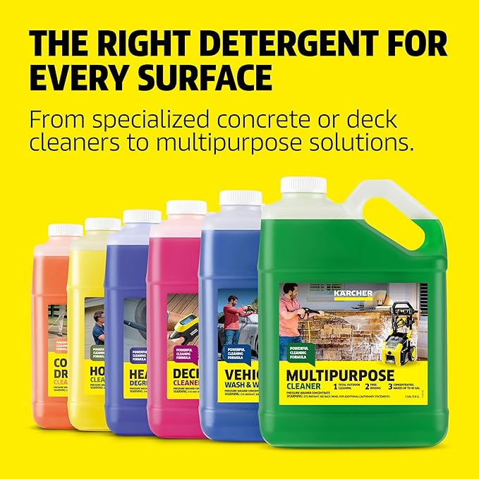 KÄRCHER Multi Purpose Pressure Washer Detergent, Removes Dirt and Grime from Fences, Siding, Patios, Driveways, Sidewalks, Concrete and More, Highly Concentrated, Makes up to 40 gal of Cleaner