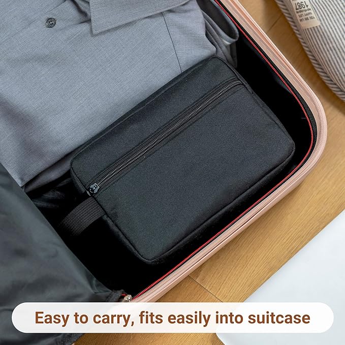 Elviros Travel Toiletry Bag for Women and Men,Lightweight Makeup Bag Hanging Dopp Kit with Shaving Compartment Cosmetic Organizer Small Tool Bag Travel Essentials,Gifts for Men(Black)