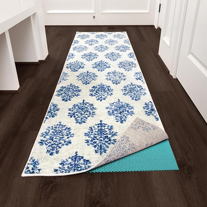 Veken Runner Rug Pad Gripper for Hardwood Floors, Non Slip 2x6 Ft Cyan Rug Pads for Area Rugs, Thick Rug Grippers for Tile Floors, Under Carpet Anti Skid Mat, Keep Your Rugs Safe and in Place