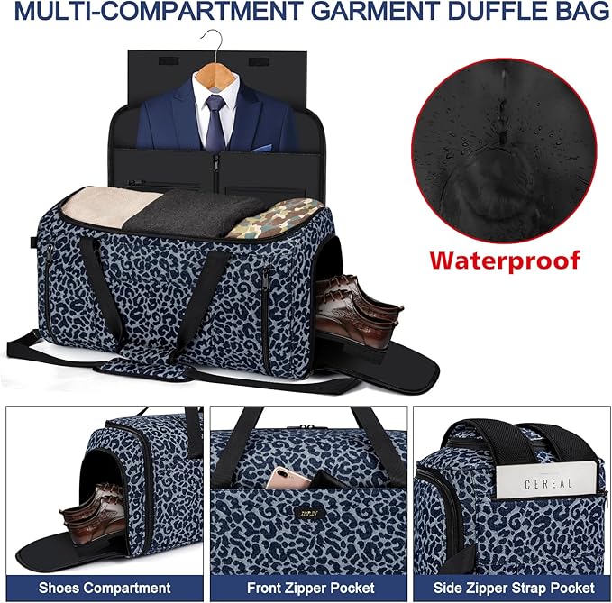 Convertible Garment Bags for Travel - Carry on Garment Duffle Bag with Backpack Straps for Men Women, 4 in 1 Large Travel Duffel Bags with Shoes Compartment Hanging Suit Dress Weekender Bag 3pcs Set