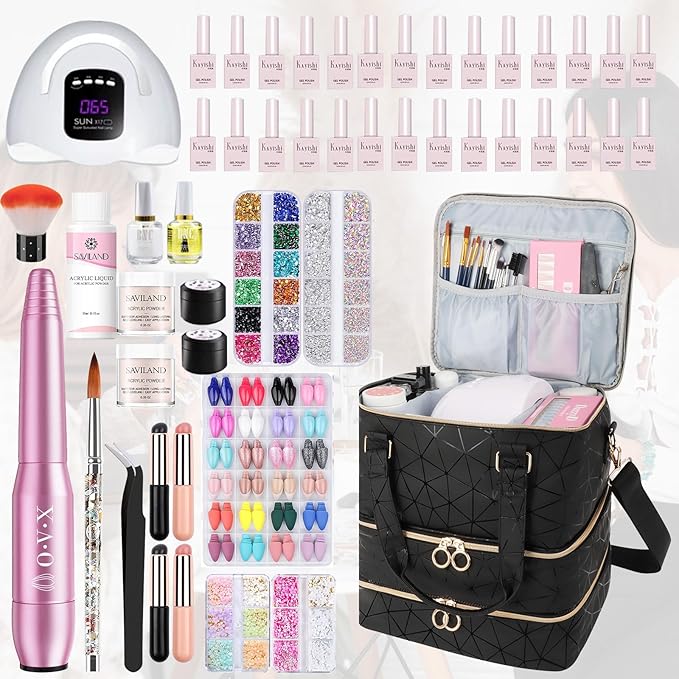 Nail Polish Organizer Bag Holds 84 Bottles & Nail Lamp, 3 Layers Nail Kit Storage Carrying Case Pu Leather, Large Nail Supplies Organizer With Shoulder Strap, Portable Travel Nail Bag For Nail Tech