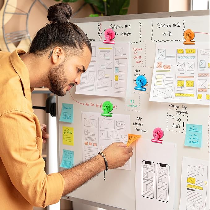 60 Pack Magnetic Clips Heavy Duty, Colorful Magnet Clips for Fridge, Refrigerator Magnets, Strong Magnetic Clip, Scratch Free Magnets with Clip for Whiteboard, Refrigerator, Locker