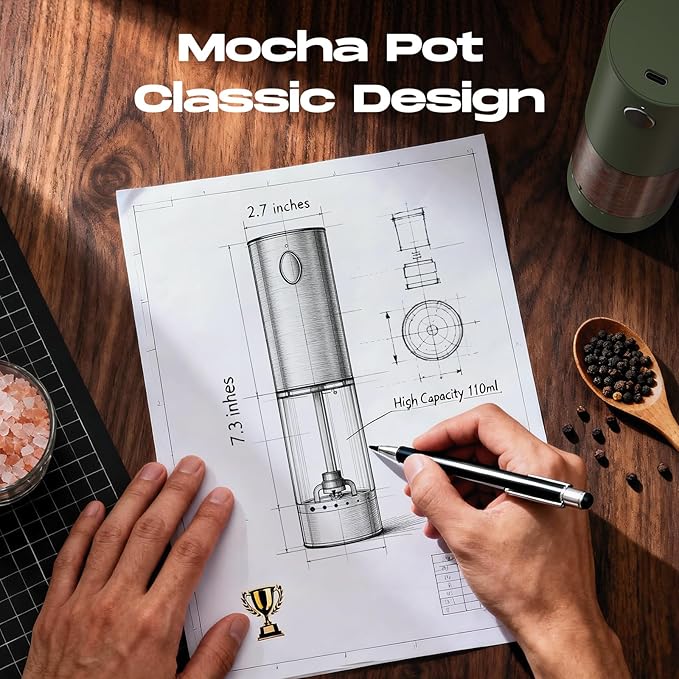 Electric Salt and Pepper Grinder Set, Rechargeable Automatic Salt and Pepper Shaker with 6 Adjustable Coarseness, Large-Capacity Pepper Mill Kitchen Appliances Gifts for Women(Green๏ผ