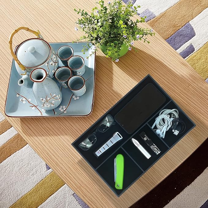 Desktop Glove Box, Nightstand or Dresser Organizer, Valet Tray, Entry Table Organizer, Dresser Storage Box,PU Leather Drawer Storage Decorative Trays.