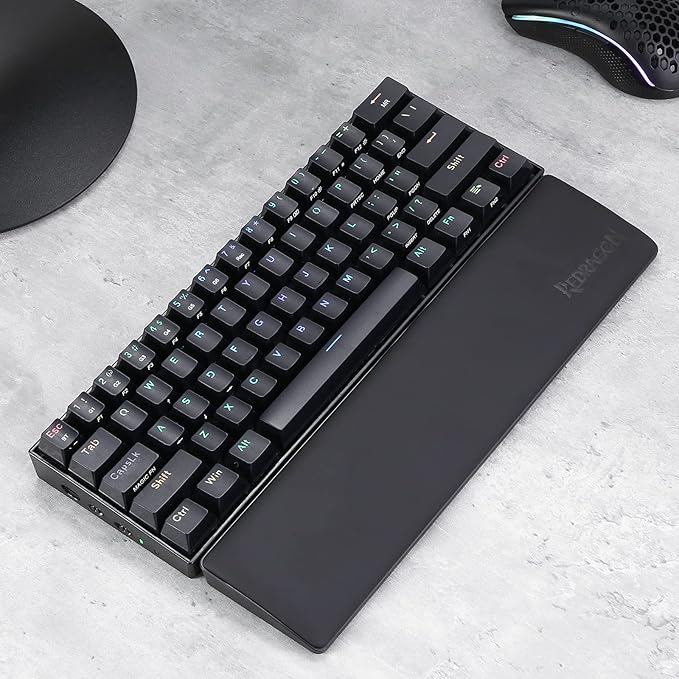 Redragon P035 Meteor S Computer Keyboard Wrist Rest Pad, Ergonomic Soft Memory Foam Wrist Support w/Anti-Slip Rubber Base, 60% 61 Keys Compact Size 11.38 x 2.87 in, 0.78 inch (20mm) Height, Black
