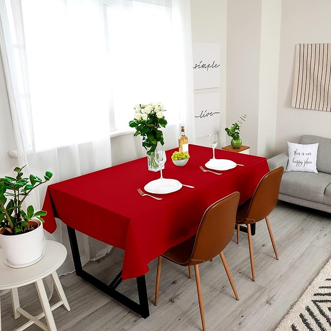 Utopia Kitchen Rectangle Table Cloth 2 Pack (60x102 Inches, Red), Machine Washable Polyester Table Cover for Dining, Buffet Parties, Picnics, Events, Weddings and Restaurants