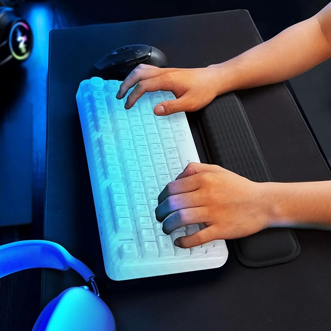 MEKASS Keyboard Wrist Rest for 60% Compact Keyboard, Ergonomic Soft Memory Foam Wrist Support with Non-Slip Silicone Base, Keyboard Pad Relieves Wrist Pain from Laptop, Computer, Typing (Pink)