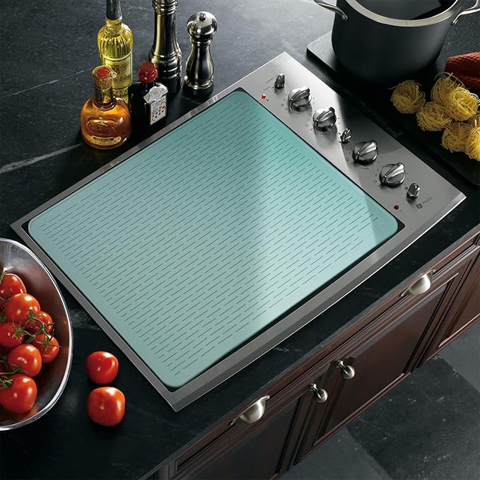 YUHFERA Stove Top Cover for Electric Stove - Silicone Stove Mat for Glass Top, Glass Cooktop Protector, XL Dish Drying Mats for Kitchen,Oven Covers for Electric Stove (Aqua,30 x 21)
