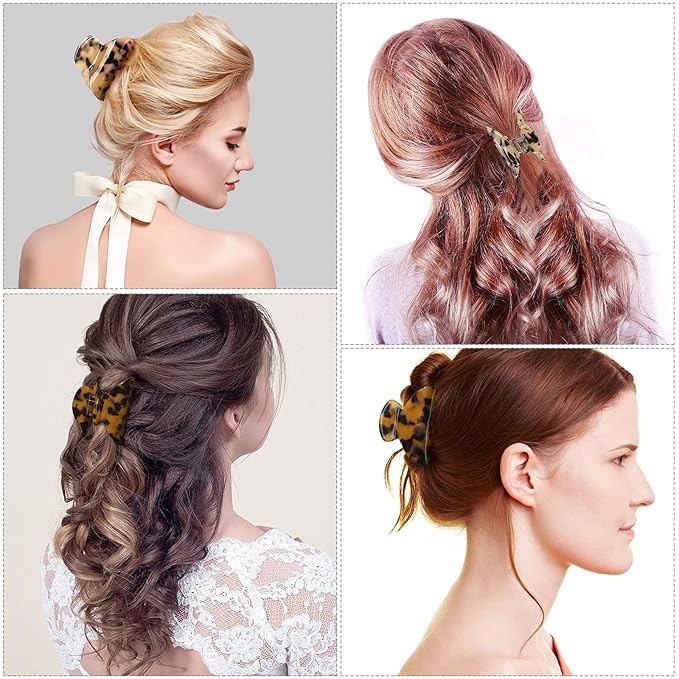 WILLBOND 6 Pieces Medium Hair Claw Clips for Thin Hair 2.6 Inch Tortoise Shell Clip Banana Jaw Hairpin French Style Barrettes Head Accessories for Women Girls(Vivid Patterns)