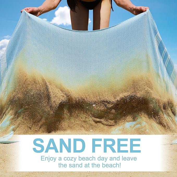6 Packs Oversized Cotton Turkish Beach Towels Set Bulk 74"x38" Extra Large Sand Free Quick Dry Clearance Swim Bath Camping Pool Towel Travel Blanket Adult Essentials Cruise Accessories Vacation Gift