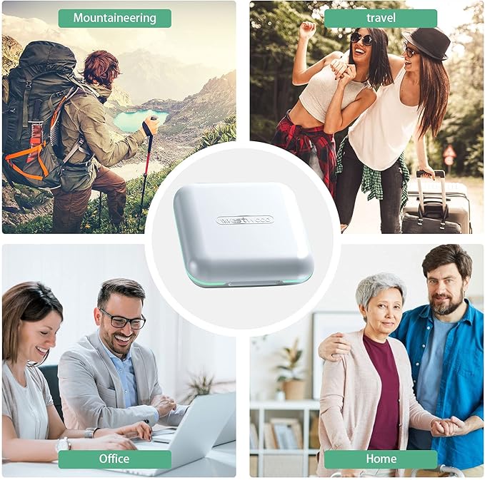 Small Pill Box, Travel Pill Case, Dtouayz Portable Medicine Organizer, Vitamin and Medication Dispenser, Cute Daily Pill Box for Purse or Pocket, Waterproof 4 Compartment Travel Pill Container