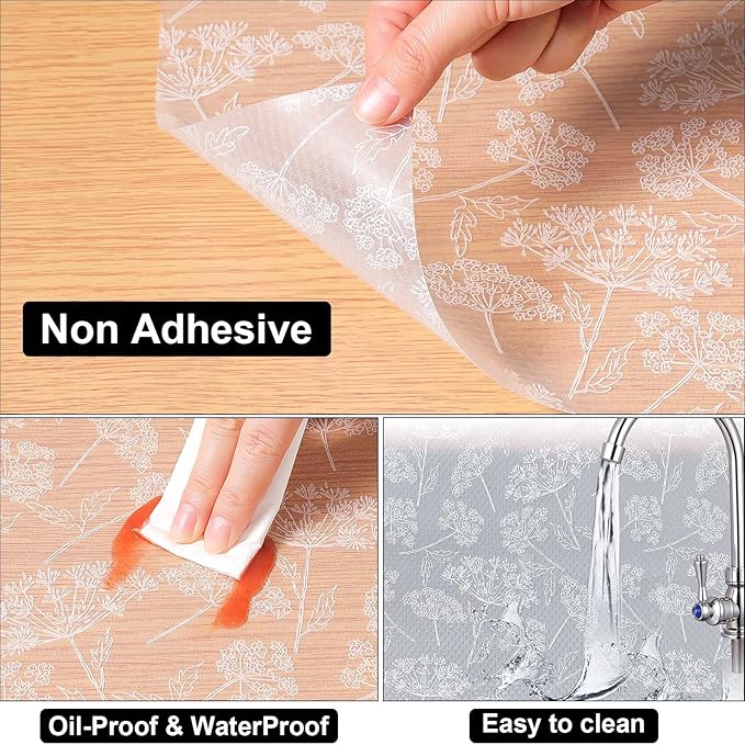 Cooyes Shelf Liners for Kitchen Cabinets, Refrigerator Liners Waterproof & Oil-Proof Kitchen Cupboard Liner Drawer Mats EVA Material Non Adhesive Fridge Liner for Shelves (11.8" W x 118" L)