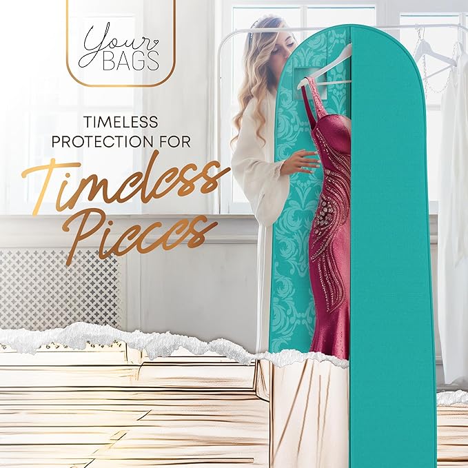 Your Bags 72" Wedding Dress Bag for Gowns Long - Long Garment Bags for Hanging Clothes & Closet Storage - Durable Travel Bag for Women with ID Window - (Tiffany Damask Print)