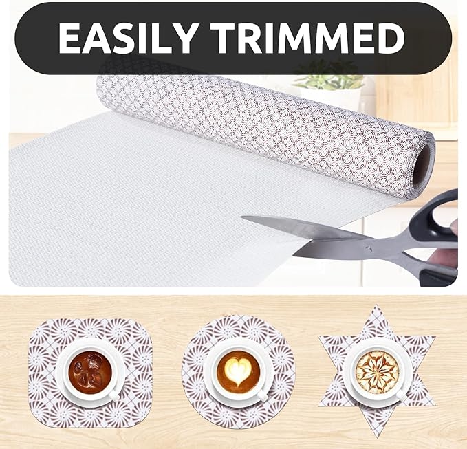 RAY STAR 18X96 Inch Shelf Liner for Kitchen Cabinets, Non-Adhesive Cabinet Liner Washable, PVC Drawer Liner for Dresser Non-Slip Bathroom (Circle)(8 Roll)