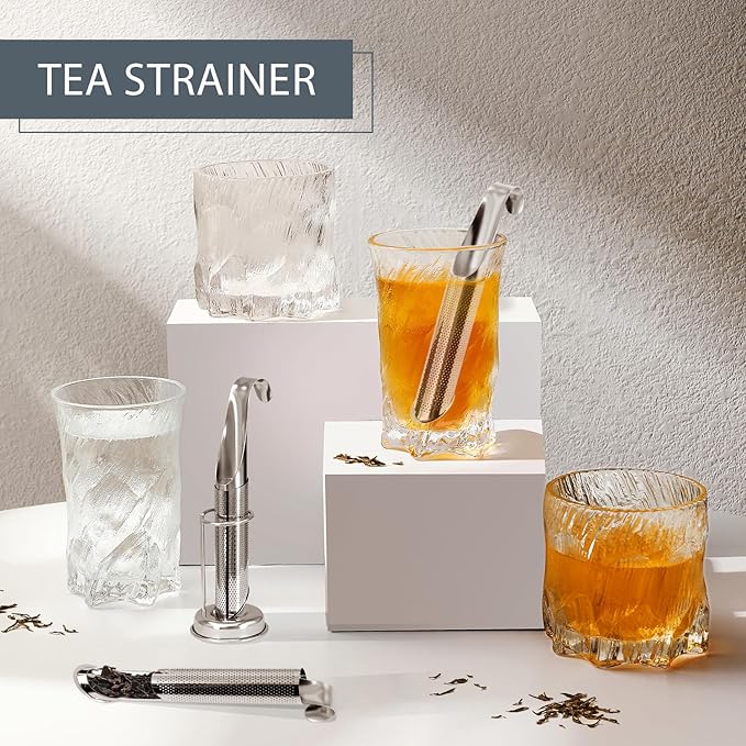 2 Sets Upgraded Tea Infuser for Loose Leaf Tea with Base - Durable Loose Leaf Tea Steeper, Portable Stainless Steel Tea Strainer for Home, Office & Travel