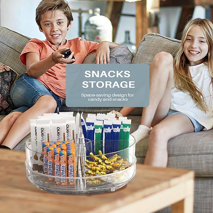 2 Pack Lazy Susan Organizer, 9 inch Rotating Storage Organizer with 4 Removable Bins, Lazy Susan Turntable Organizer for Fridge, Kitchen, Vanity, Cabinet