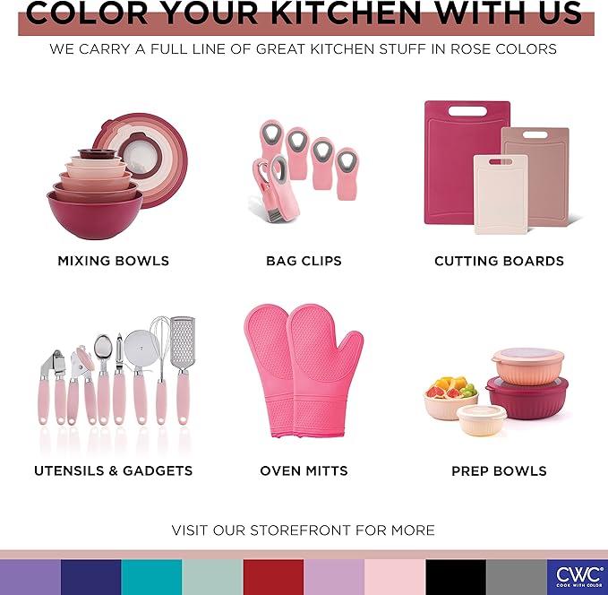 COOK WITH COLOR Bag Clips with Magnet- Food Clips, Chip Clips, Bag Clips for Food Storage with Airtight Seal Grip for Bread Bags, Snack Bags and Food Bags (Pink, Pack of 10)