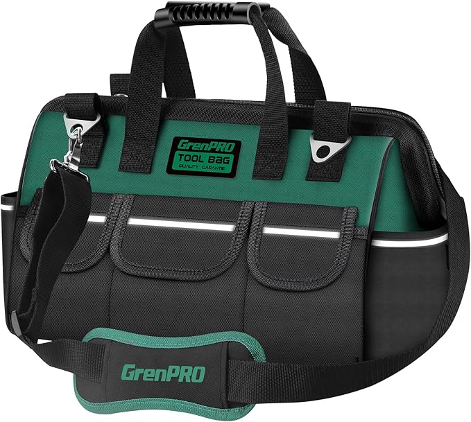 Tool Bag Organizer for Men, Wide Mouth Small Tool Bags,14 Inch Soft Handle Toolbox Organizer Storage, Large Zipper Electrician Tool Bag