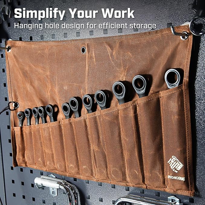 IRONCUBE Tool Pouch, Roll-Up Storage Bag for Hand Tools & Wrenches