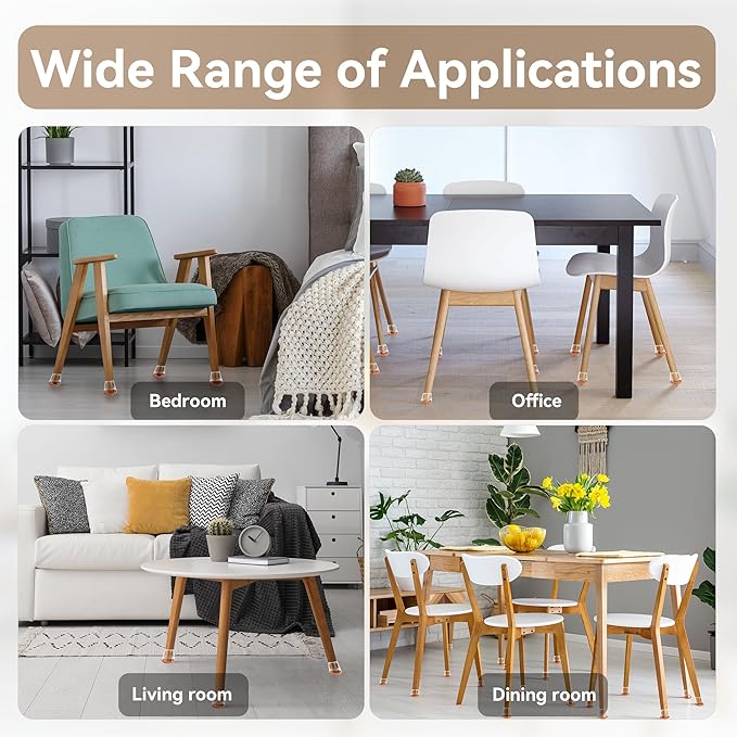 24PCS Extra Small Chair Leg Floor Protectors for Hardwood Floors, Furniture Sliders for Chair Legs, 360°Felt Pad Bottom Wrapped Thickening Furniture Pads Cap Covers to Prevent Scratches and Reduce Noise
