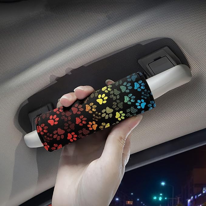 KUIFORTI Colorful Paws Luggage Handle Protection Sleeve Cover Set of 2 Pcs, Personalized Luggage Handle Wrap Grip for Suitcase Portable Luggage Identifiers Marker Grips Protector