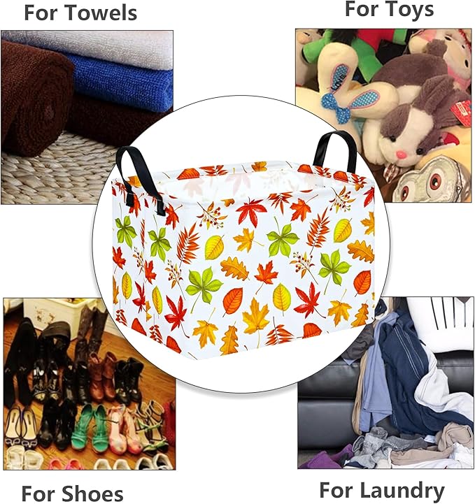 Thanksgiving Storage Basket Pumpkin Fall Storage Bin Family Gathering Gifts Basket Waterproof Toy Box Collapsible Clothes Organizer Nursery Bin for Bedroom Home Dorm