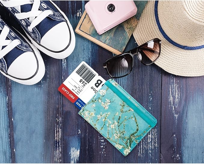 WALNEW Passport Holder for Travel, RFID Passport Cover Wallet for Women Men, PU Leather Passport Book Card Holder Case with Pen, Travelling Essentials for Flying