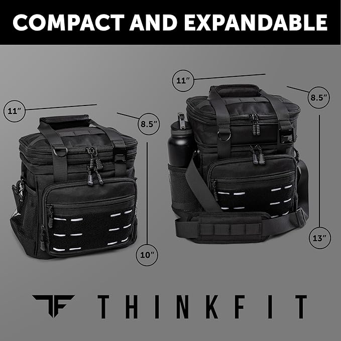 ThinkFit Tactical Lunch Box for Men - Heavy Duty Insulated Lunch Bag - Military Style Large Capacity Meal Prep Cooler Bag for Work, Construction, Blue Collar - Waterproof MOLLE System