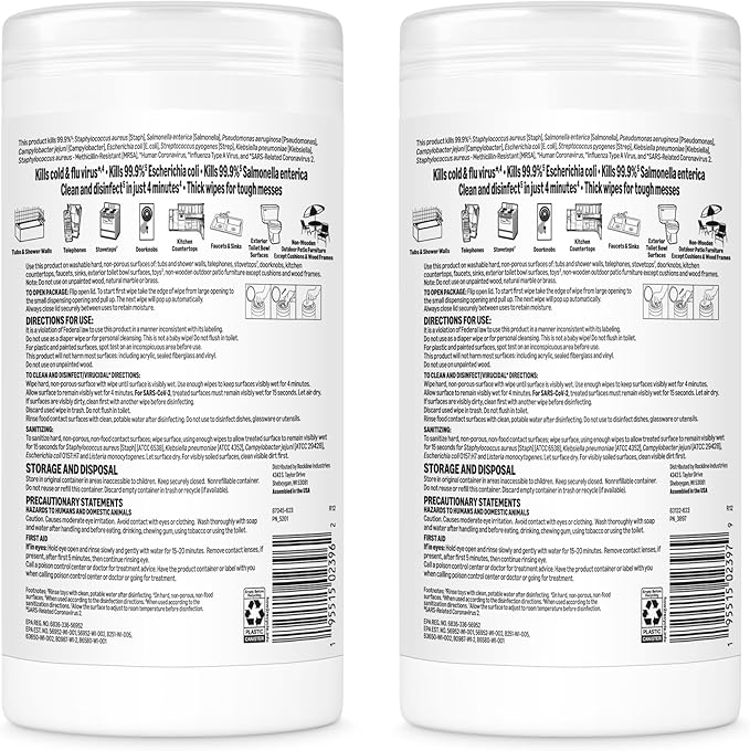 Amazon Basics Disinfecting Wipes, Lemon & Fresh Scent, Sanitizes, Cleans, Disinfects, Deodorizes, 340 Count (4 Packs of 85), Packaging May Vary