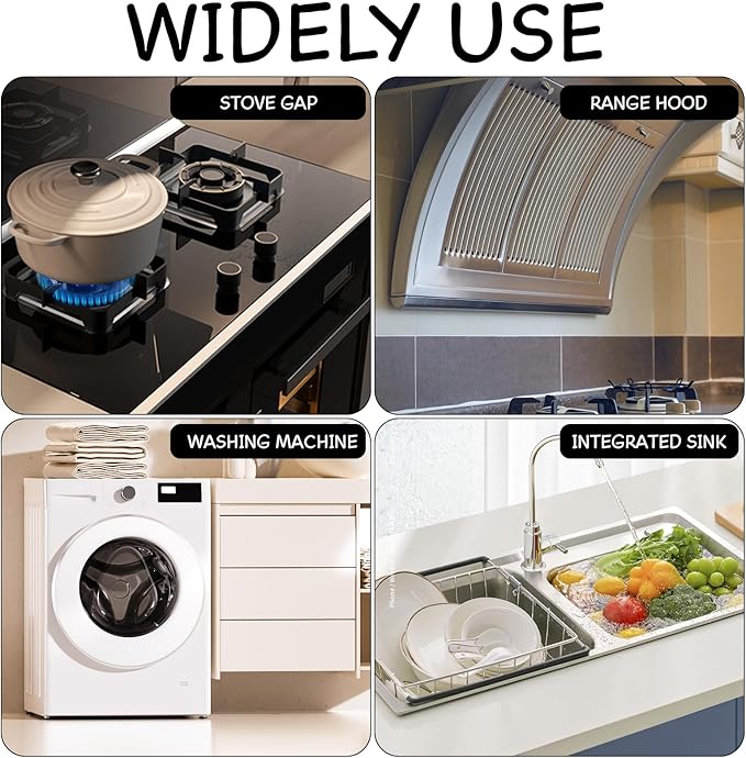 Stainless Steel Stove Gap Covers (2PCS), Stove Gap Filler for Kitchen Oven Counter Side Gap, Range Trim Kit, Easy Clean and Heat Resistant, Adjustable Length 13.8" to 27.5" 1