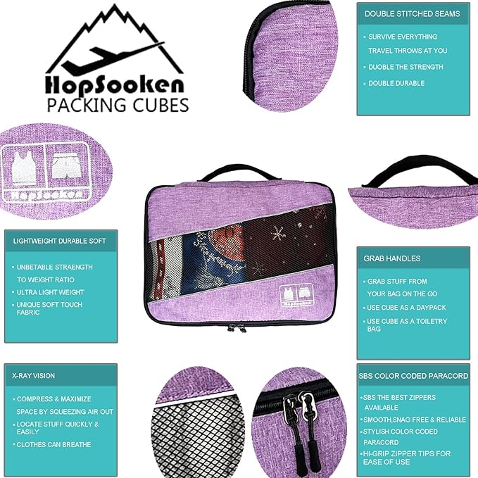 5 Set Packing Cubes for Travel Large Suitcase Luggage Organizer Bags Travel Accessories Vacation 4 Cubes 1 Laundry Pouch Bag