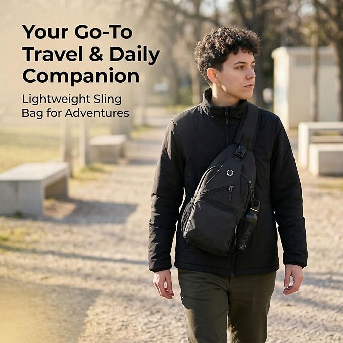 Sling Bag for Men Crossbody Backpack, Small Sling Backpack Men's Shoulder Bag, Casual Daypack Hiking Bag for Travel