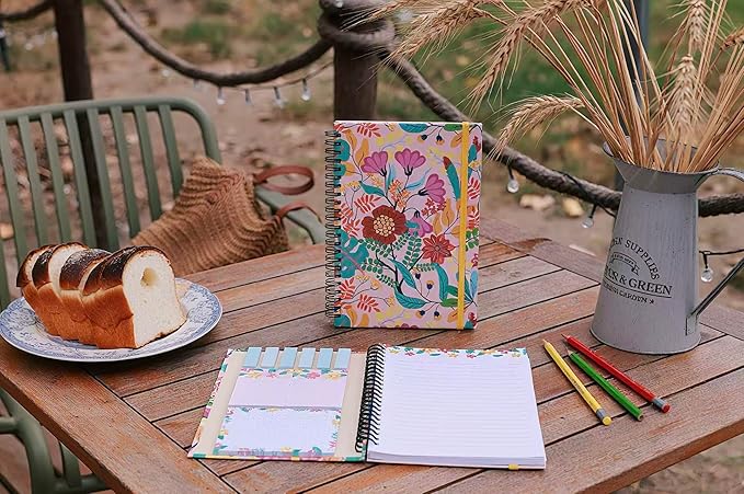 A5 Spiral Sticky Notebook,with 9 pads of decorated sticky notes and a handy notebook,Note Pads Teacher Appreciation Gift Writing Memo Pads School Office Supplies and Daily Life Organization (Enthusiasm)